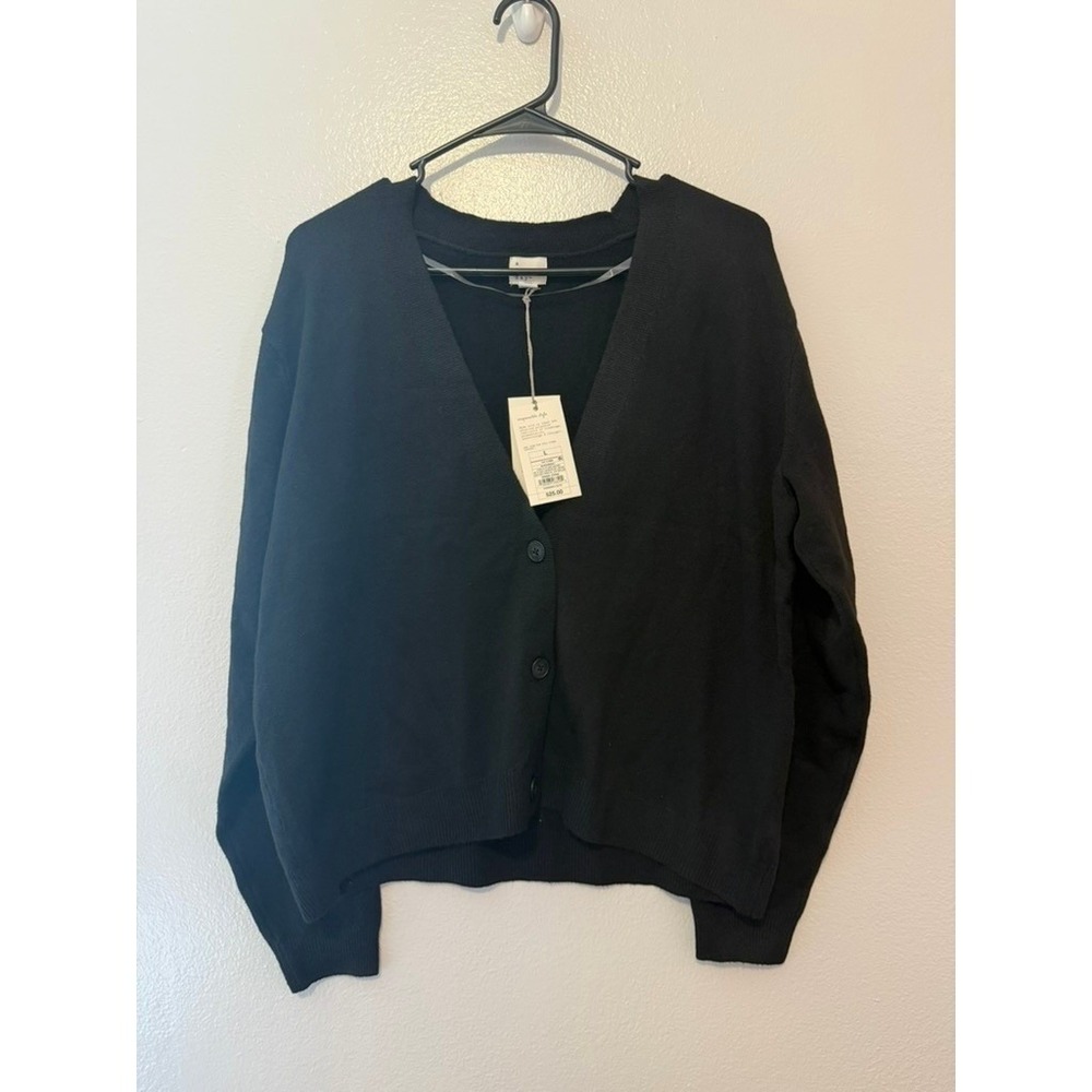 A New Day Womens Black V-Neck Button Front Cardigan Sweater Large NWT
